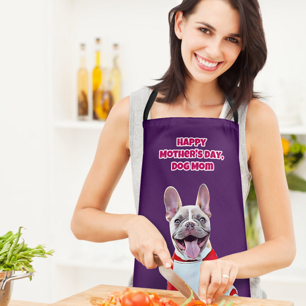 Custom Face Kitchen Apron Happy Mother's Day - Dog Mom