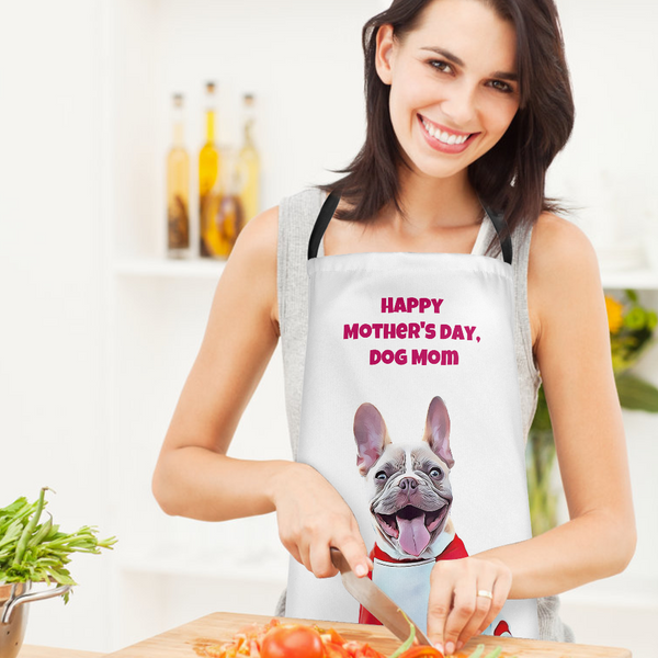 Custom Face Kitchen Apron Happy Mother's Day - Dog Mom