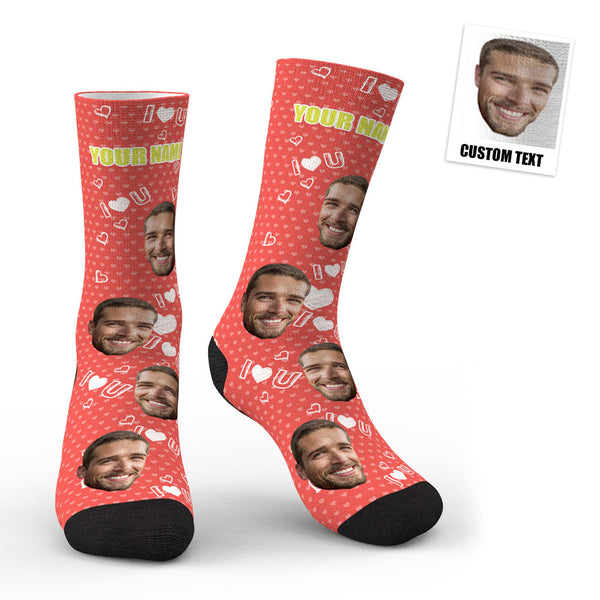 3D Preview Custom Face I Love U Socks