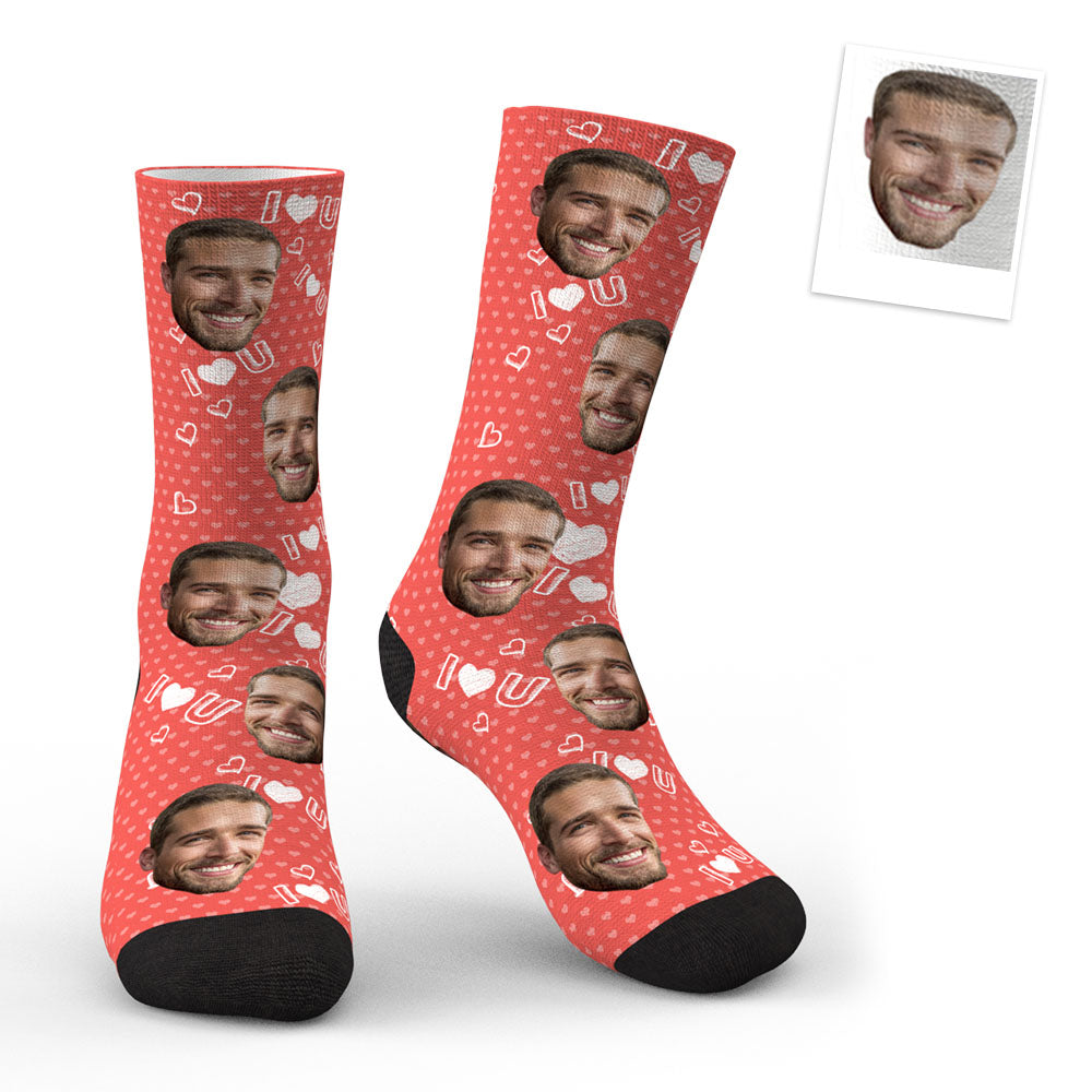 3D Preview Custom Face I Love U Socks