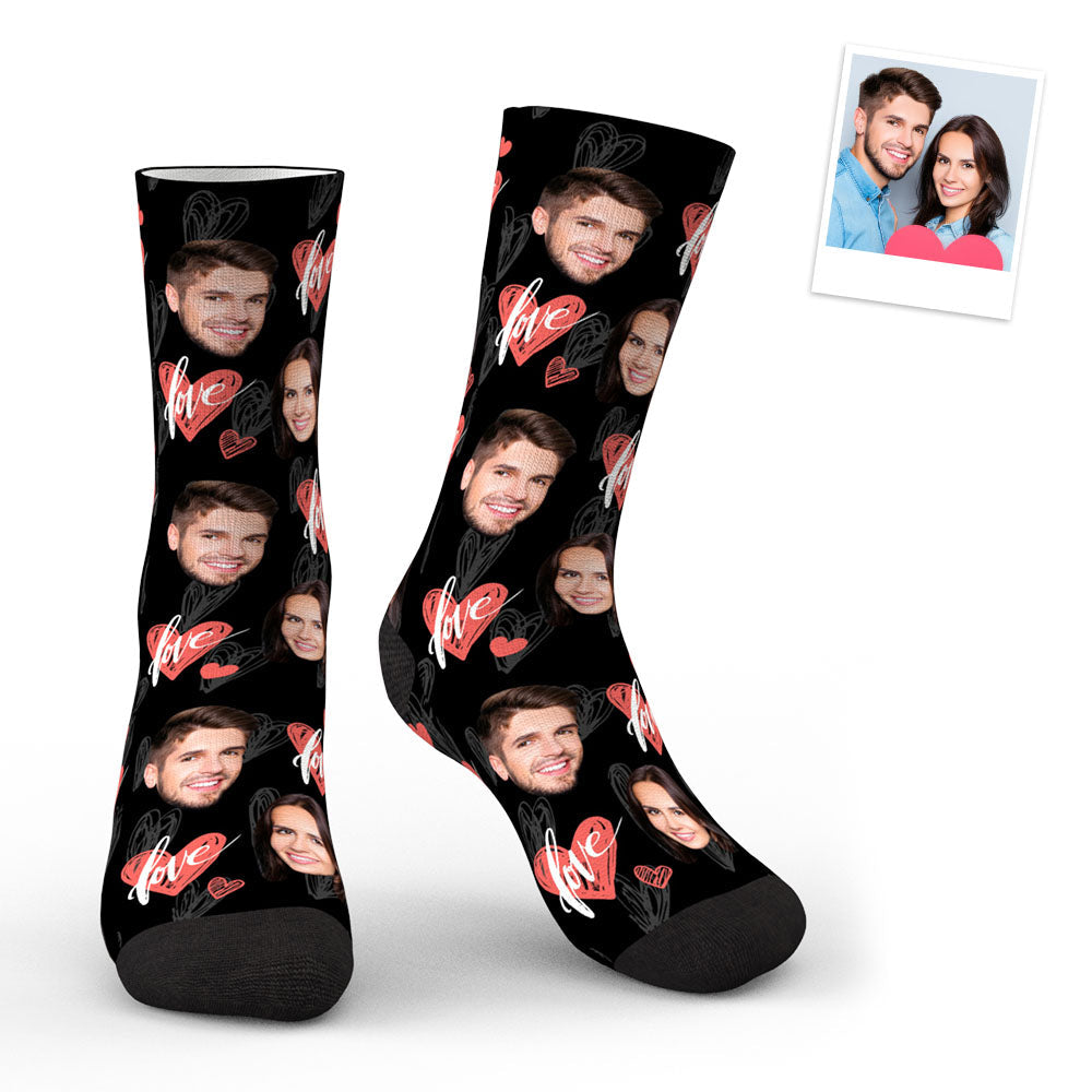 3D Preview Custom Face Heartbeat Socks