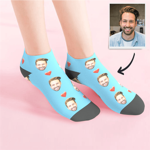 Custom Low Cut Ankle Face Socks Heart Summer Photo Socks