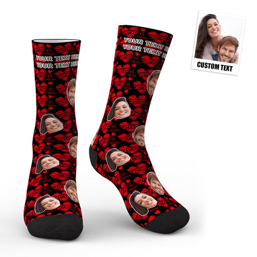 3D Preview Custom Face Heart Socks - XOXO