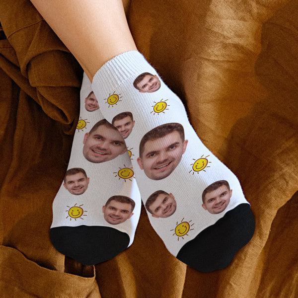 Custom Short Face Socks Personalised Photo Ankle Socks Summer Gifts - Sun