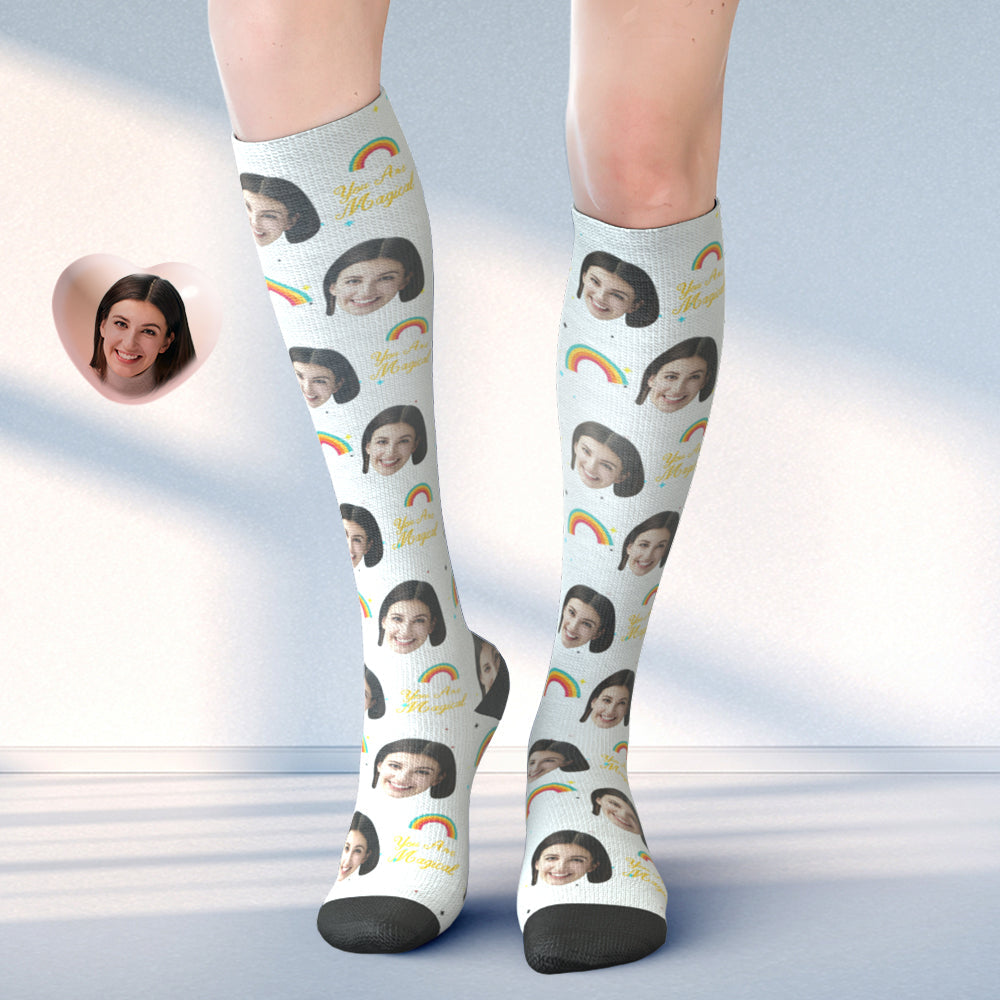 Custom Face Knee High Socks Personalised Photo Socks You Are Magical