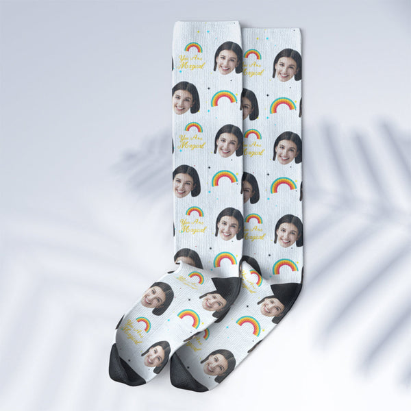 Custom Face Knee High Socks Personalised Photo Socks You Are Magical