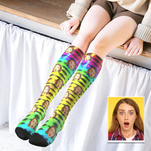 Custom Knee High Face Socks Summer Socks - Rainbow Tie Dye