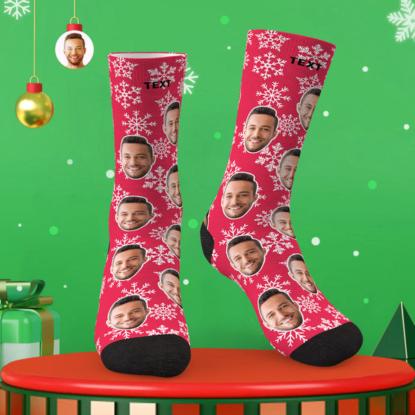 Custom Face Socks Personalised Photo Socks Christmas Gift - Snowflake