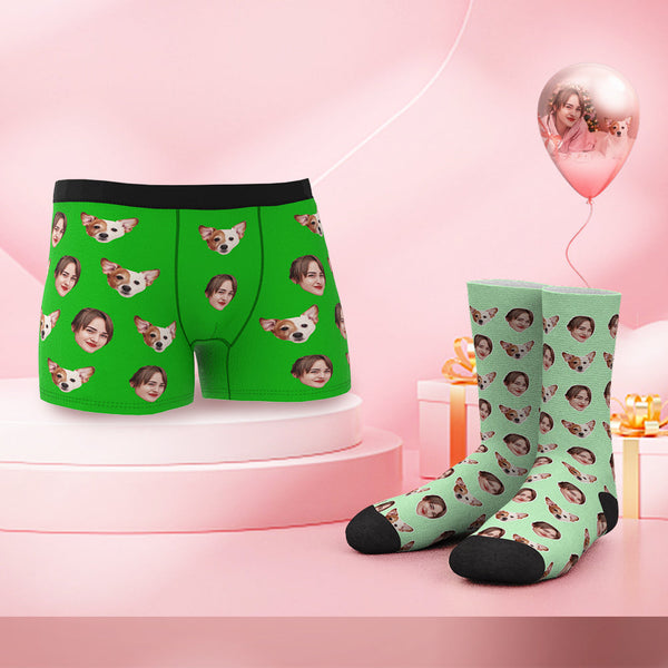 Custom Face Boxer Shorts And Socks Set YOU AND ME