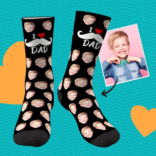 I Love Dad Custom Face Socks - Unisex