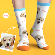 Custom Personalized Photo Pet Face Socks - Bone And Footprint