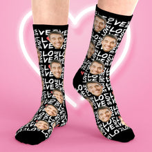 Custom Face Socks Personalized Photo Socks Black Love