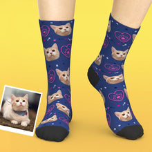 Custom Pet Face Love Heart Cat Paw Socks