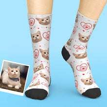 Custom Pet Face Love Heart Cat Paw Socks