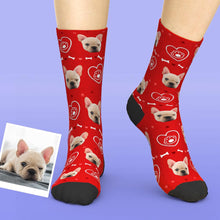 Custom Pet Face Love Heart Dog Paw Socks