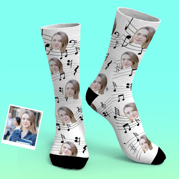 Custom Photo Socks Music Notes Cute Odd Socks