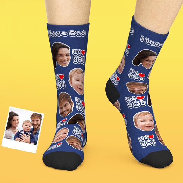 Custom Face Socks Add Pictures And Name Father's Day Gift - We Love You