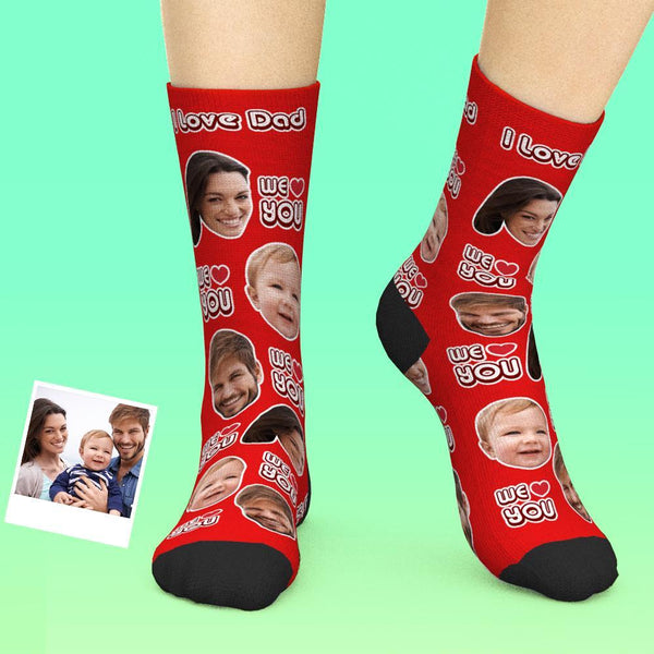 Custom Face Socks Add Pictures And Name Father's Day Gift - We Love You