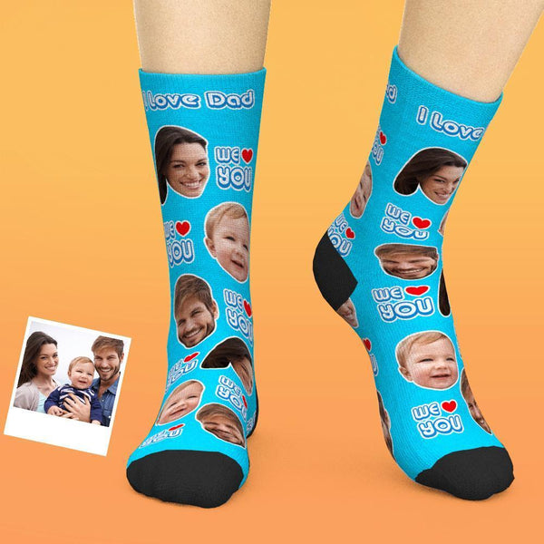 Custom Face Socks Add Pictures And Name Father's Day Gift - We Love You