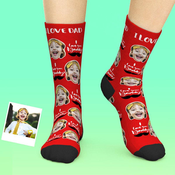 Custom Face Socks Add Pictures And Name Father's Day Gift - I Love You Daddy