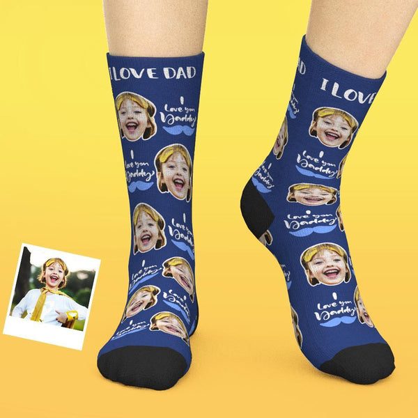 Custom Face Socks Add Pictures And Name Father's Day Gift - I Love You Daddy