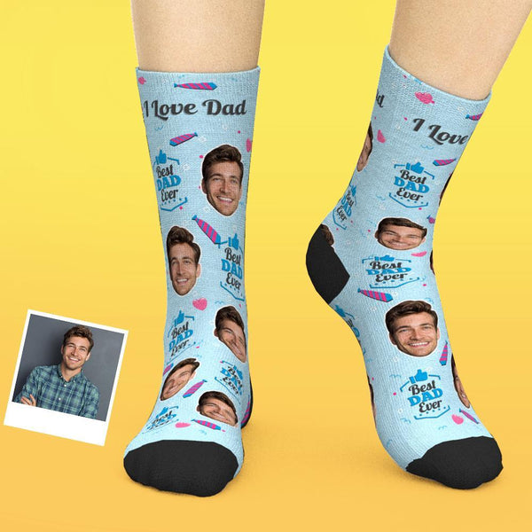 Custom Face Socks Add Pictures And Name Father's Day Gift - Best Dad Ever