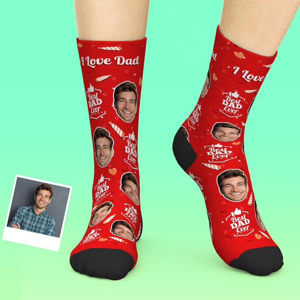 Custom Face Socks Add Pictures And Name Father's Day Gift - Best Dad Ever