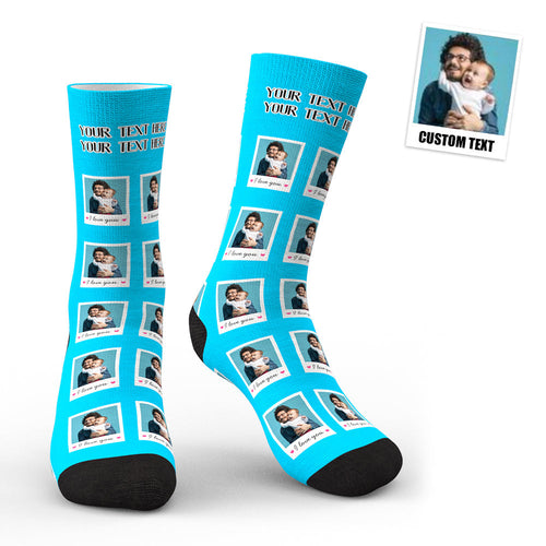 3D Preview Custom I Love You Polaroid Socks