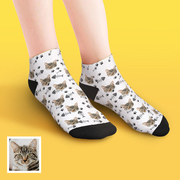 Custom Low Cut Ankle Face Socks Cat