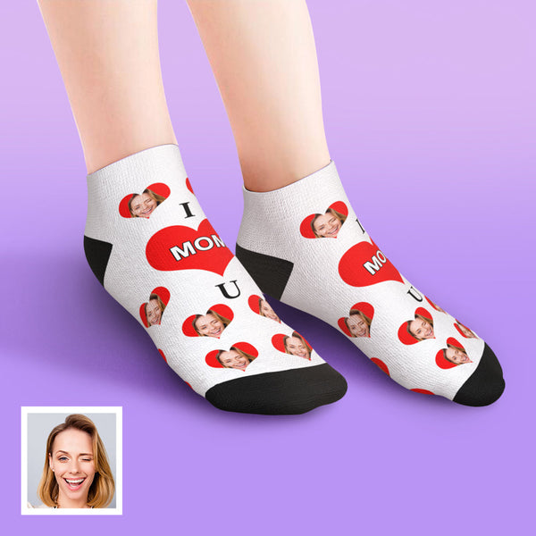 Custom Low Cut Ankle Face Socks I Love Mom