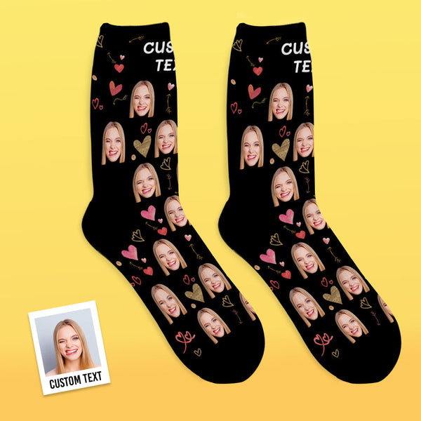 Custom Photo Socks Romantic Heart Pattern