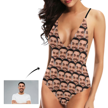 Custom Face Mash Photo V-Neck Women's One Piece Swimsuit