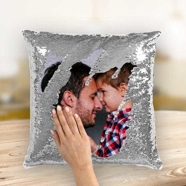 Custom Photo Magic Sequins Pillow Silver Color Sequin Cushion 15.75inch*15.75inch