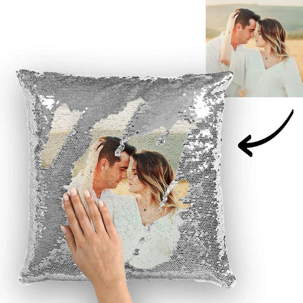 Custom Funny Man Photo Magic Sequins Pillow Multicolor Sequin Cushion 15.75inch*15.75inch