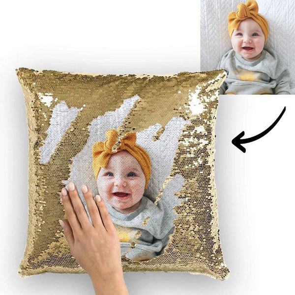 Custom Photo Magic Sequins Pillow Pink Color Sequin Cushion Home Decor 15.75inch * 15.75inch