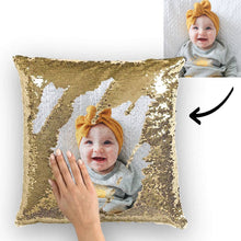 Custom Photo Magic Sequins Pillowcase Lake Blue Color Sequin Cushion 15.75inch * 15.75inch Unique Gifts