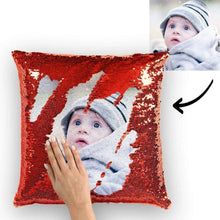 Custom Photo Magic Sequins Pillowcase Lake Blue Color Sequin Cushion 15.75inch * 15.75inch Unique Gifts