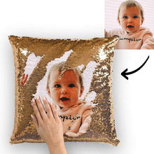 Custom Photo Magic Sequins Pillow Yellow Sequin Cushion 15.75inch * 15.75inch