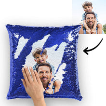 Custom Family Photo Magic Sequins Pillow Multicolor Sequin Cushion 15.75inch*15.75in