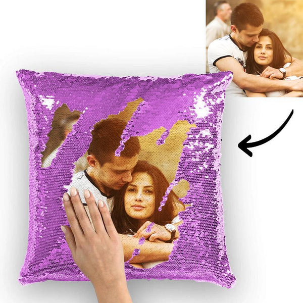 Custom Funny Man Photo Magic Sequins Pillow Multicolor Sequin Cushion 15.75inch*15.75inch