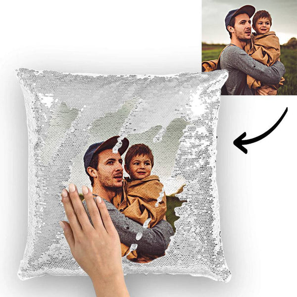 Custom Photo Magic Sequins Pillowcase Silver Color Sequin Cushion 15.75inch * 15.75inch