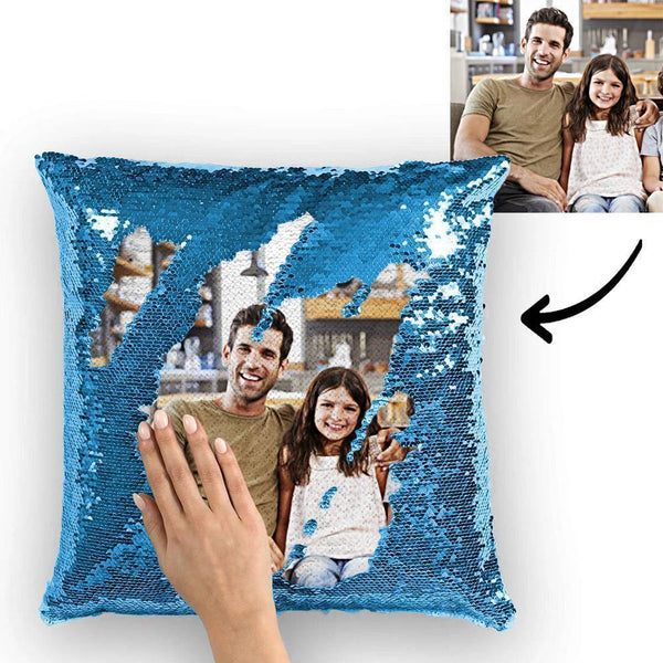 Custom Photo Magic Sequins Pillowcase Black Color Sequin Cushion Uniqu 15.75inch * 15.75inch