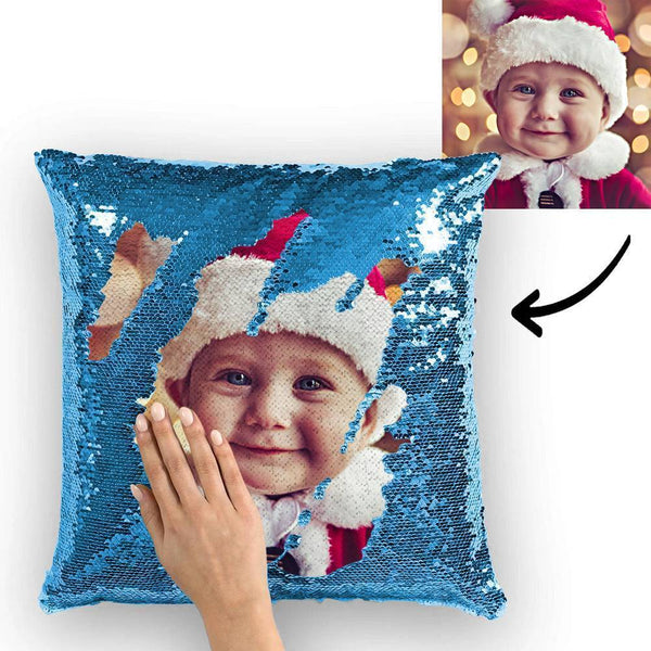 Custom Cute Baby Photo Magic Sequins Pillow Multicolor Sequin Cushion 15.75inch*15.75inch