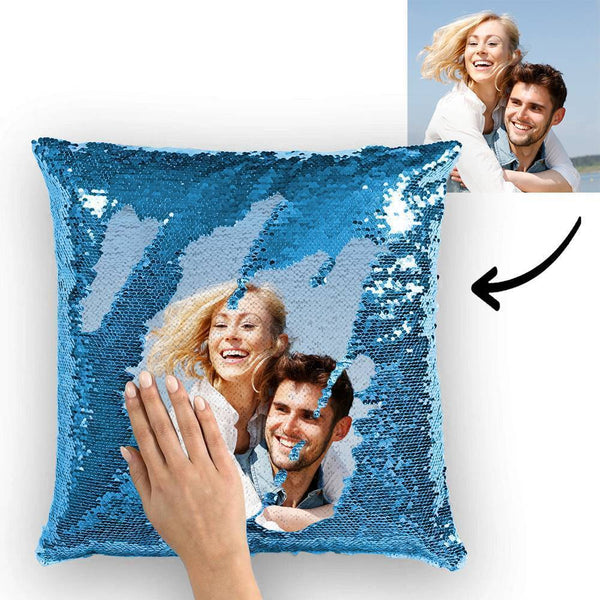Custom Funny Man Photo Magic Sequins Pillow Multicolor Sequin Cushion 15.75inch*15.75inch
