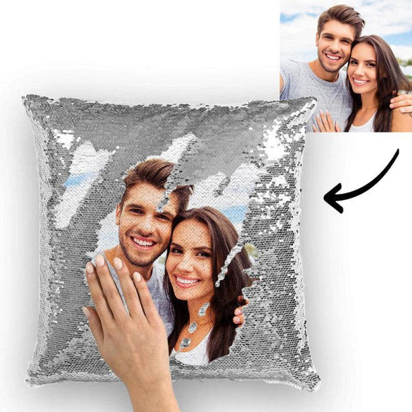 Custom Photo Magic Sequins Pillowcase Black Color Sequin Cushion Uniqu 15.75inch * 15.75inch