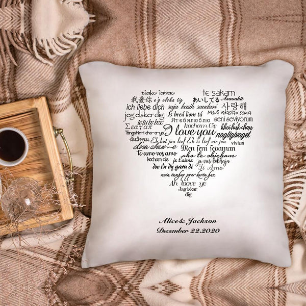 Custom Couple Pillows Gift I Love You Multiple Languages