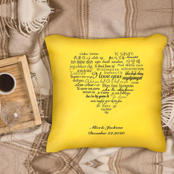 Custom Couple Pillows Gift I Love You Multiple Languages