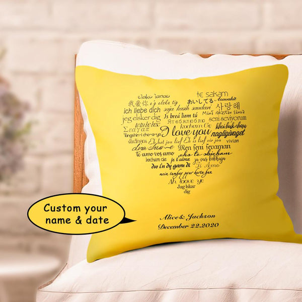 Custom Couple Pillows Gift I Love You Multiple Languages