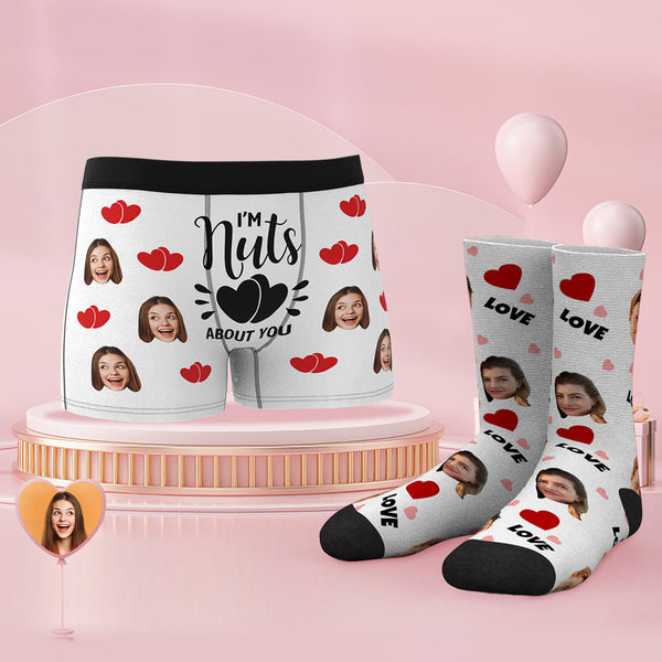 Custom Face Boxer Shorts And Socks Set