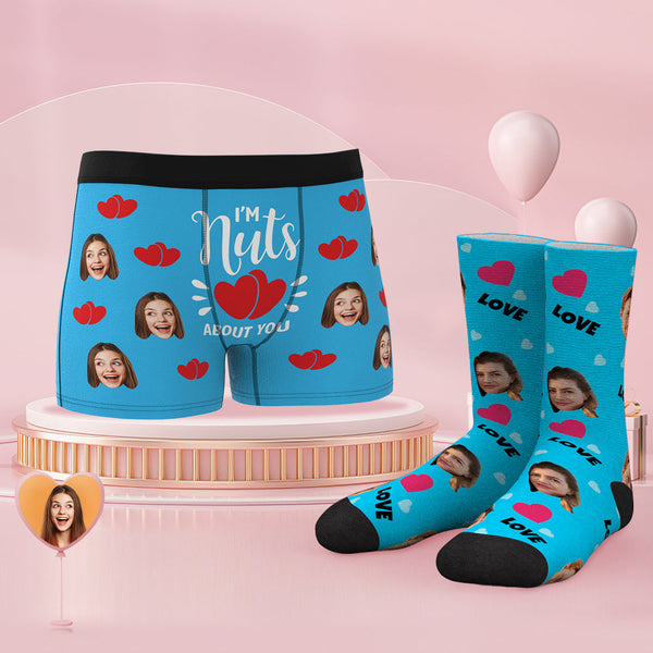 Custom Face Boxer Shorts And Socks Set